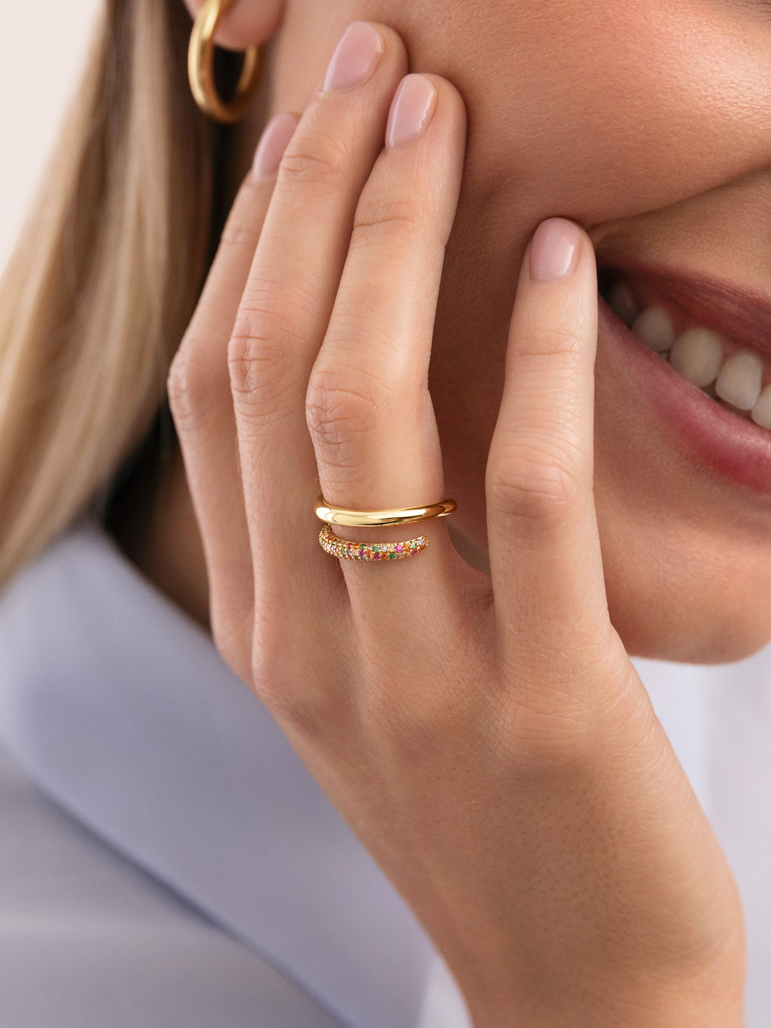 Anillo Doble Scarlett Dance Baño Oro