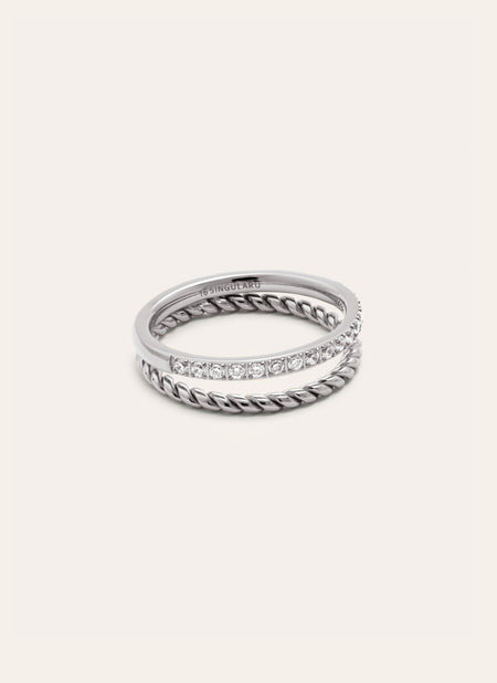 Anillo Doble Tressia Spark Acero