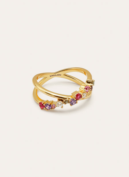 Anillo Estelar Cross Baño Oro