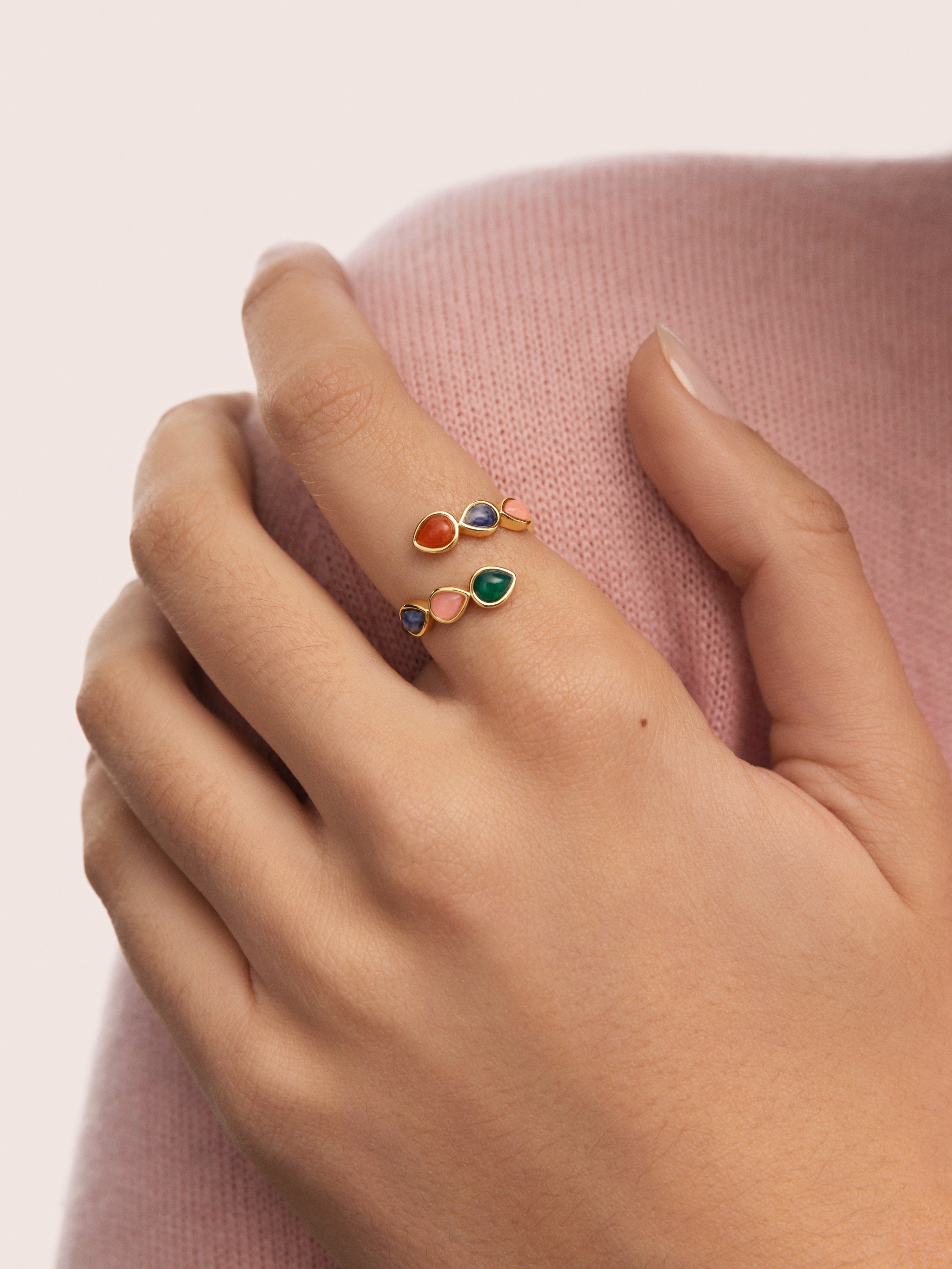 Gota Stones Ring, vergoldet