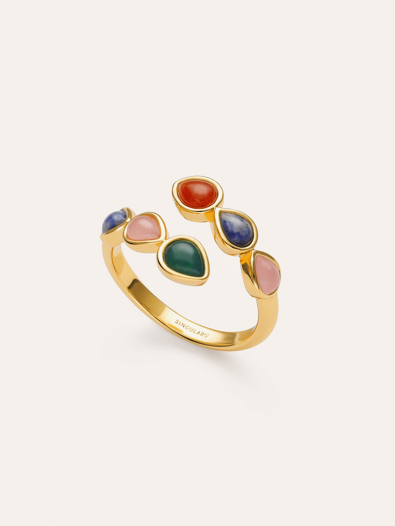 Anillo Gota Stones Baño Oro