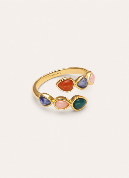 Gota Stones Ring, vergoldet