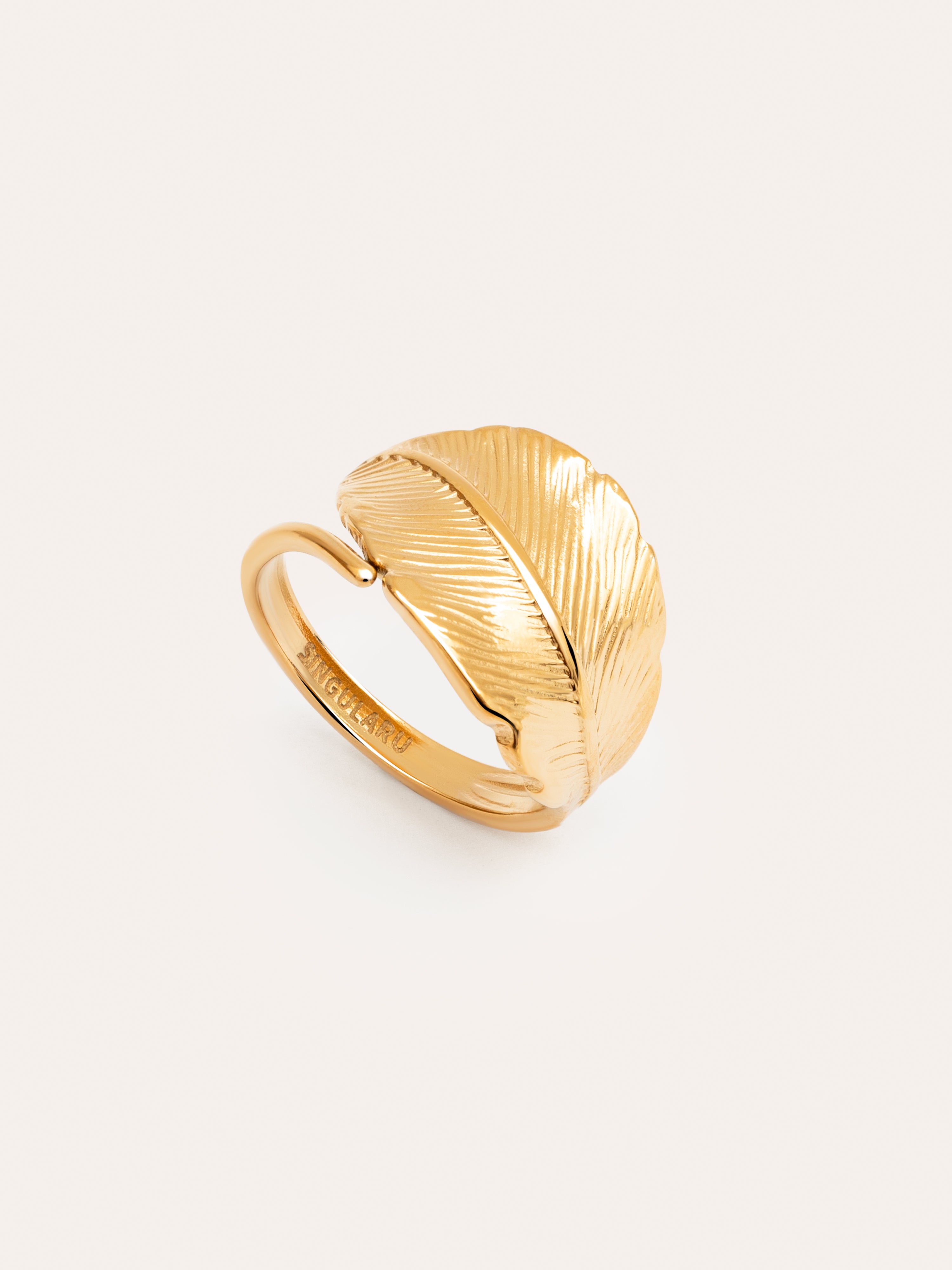 Leaf Stainless Steel Gold Ring 