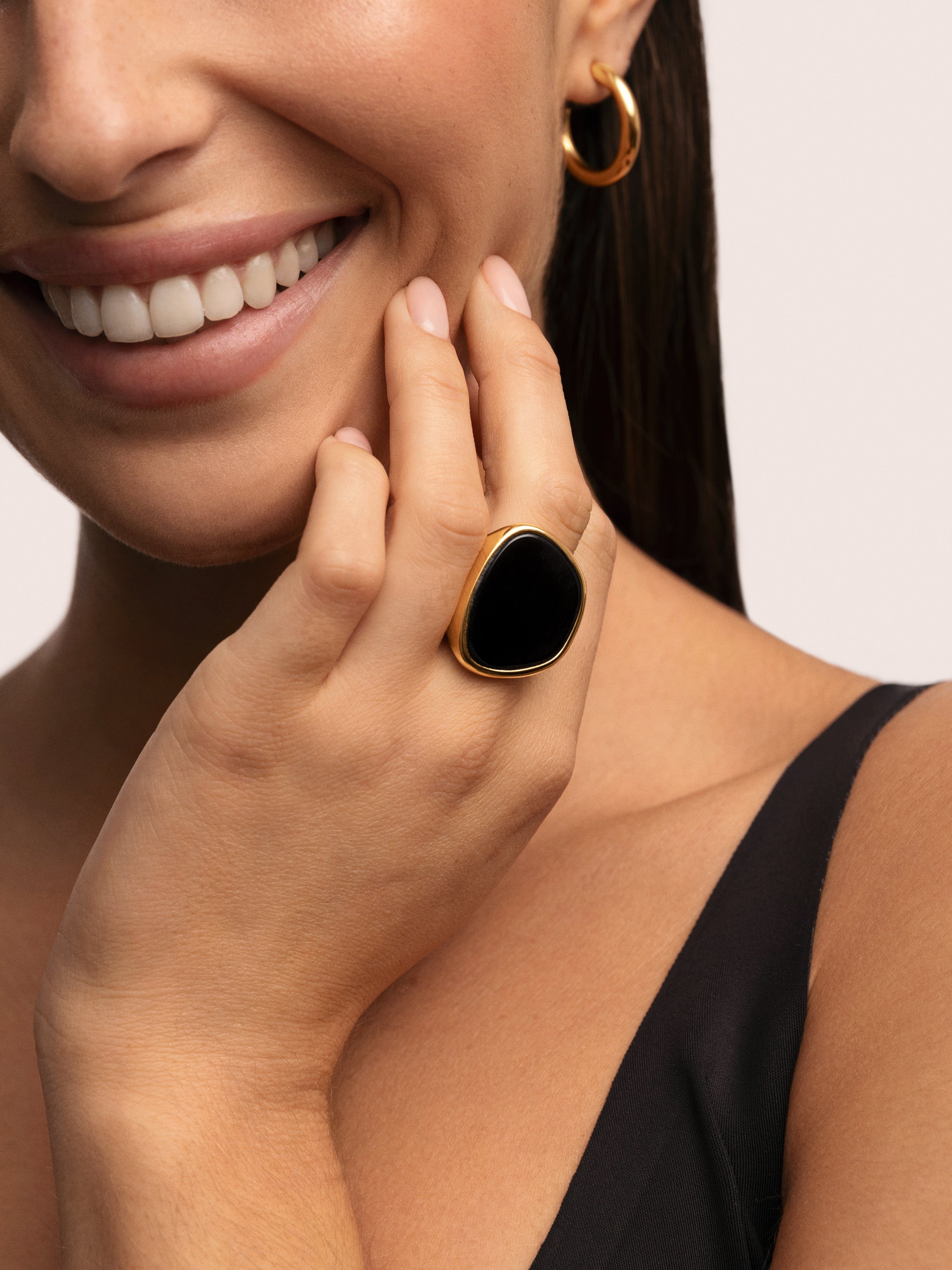 Black Ibiza Stainless Steel Gold Ring