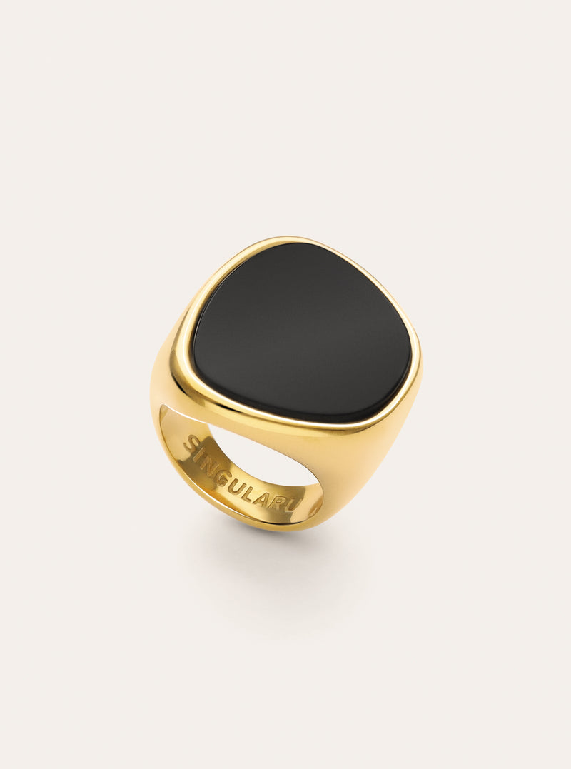 Black Ibiza Stainless Steel Gold Ring