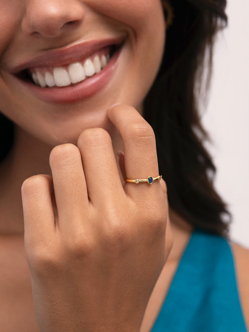 Anello Leonor Indaco Placcato Oro