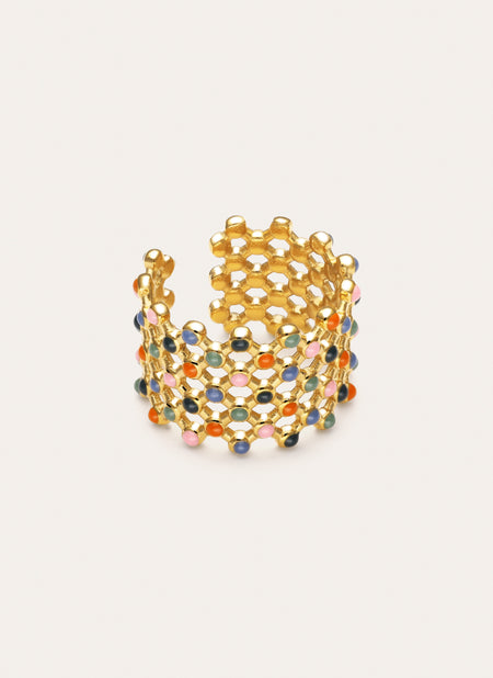 Anillo Mini Bomb Enamel Acero Baño Oro