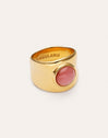 My Pink Stone Ring van Staal met Goudkleurige coating