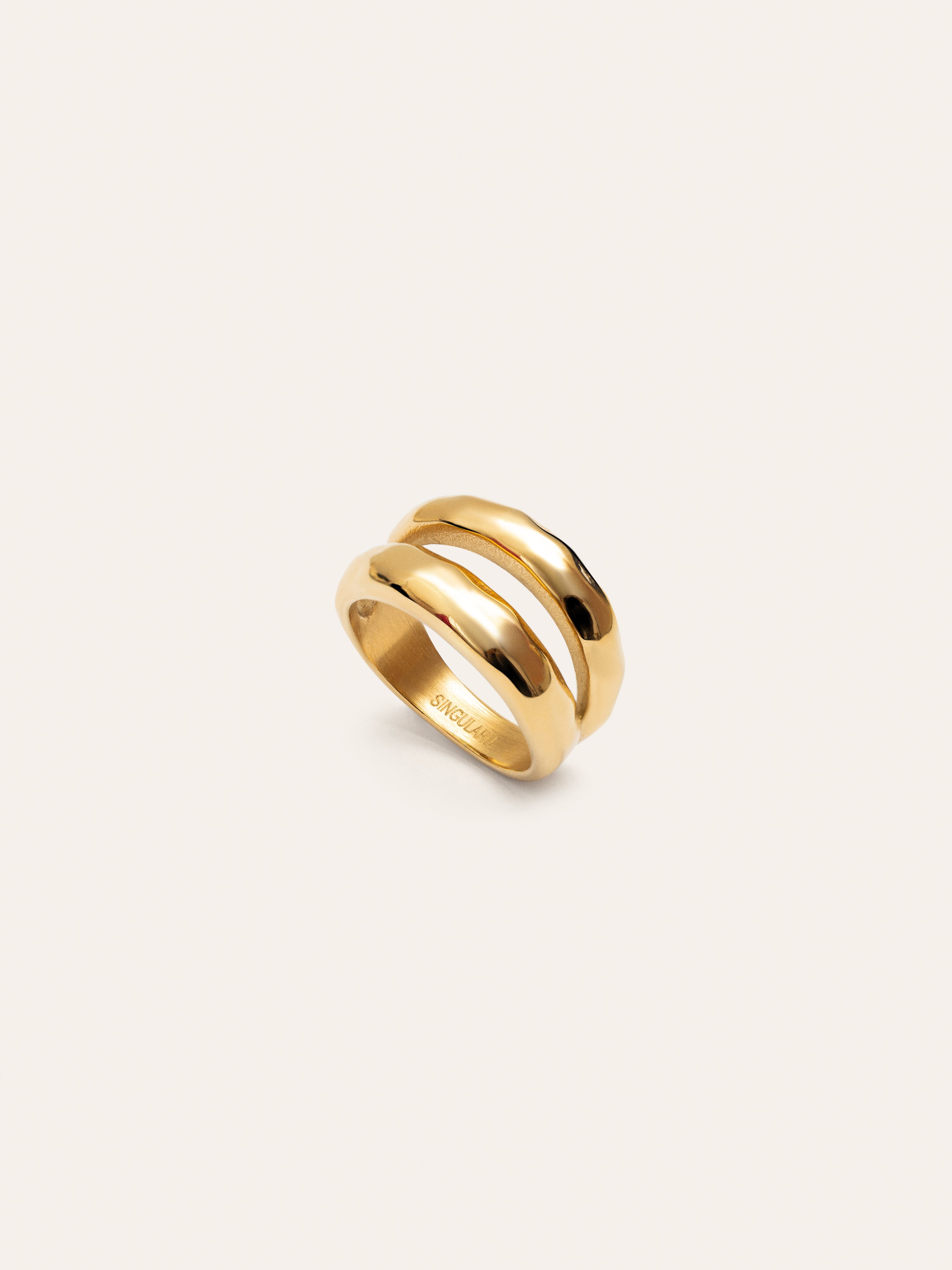 Anillo Oceana Acero Baño Oro