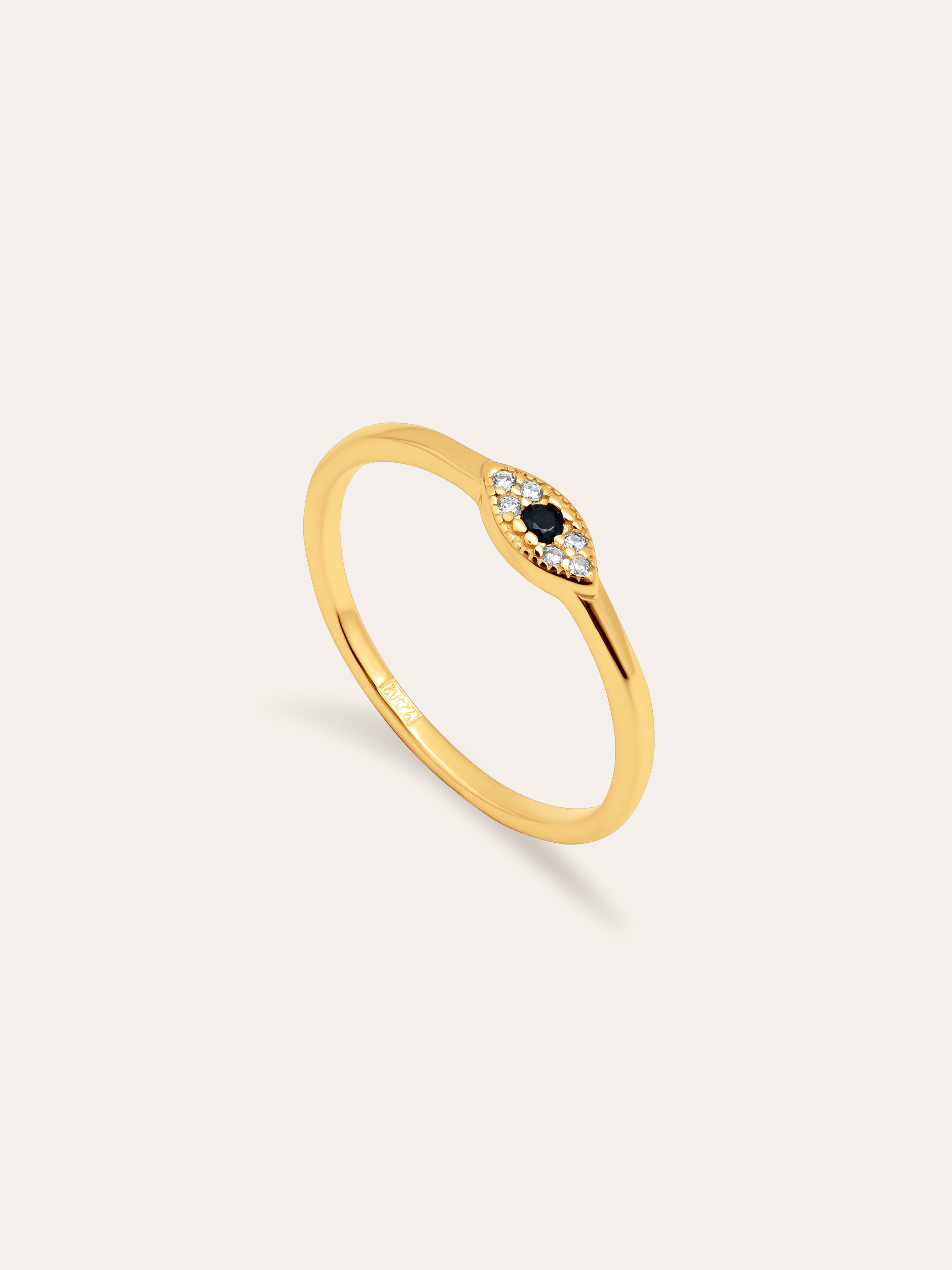 Anillo Ojo de Horus Plata Baño Oro