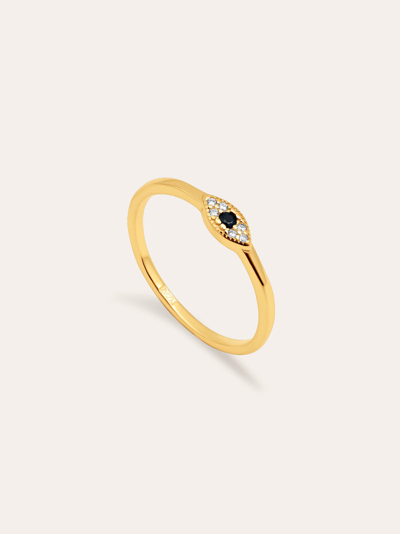 Anillo Ojo de Horus Plata Baño Oro