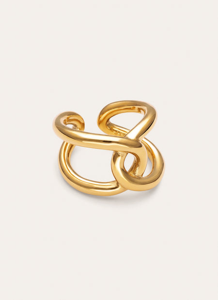 Ring One Link Staal Verguld met Goud