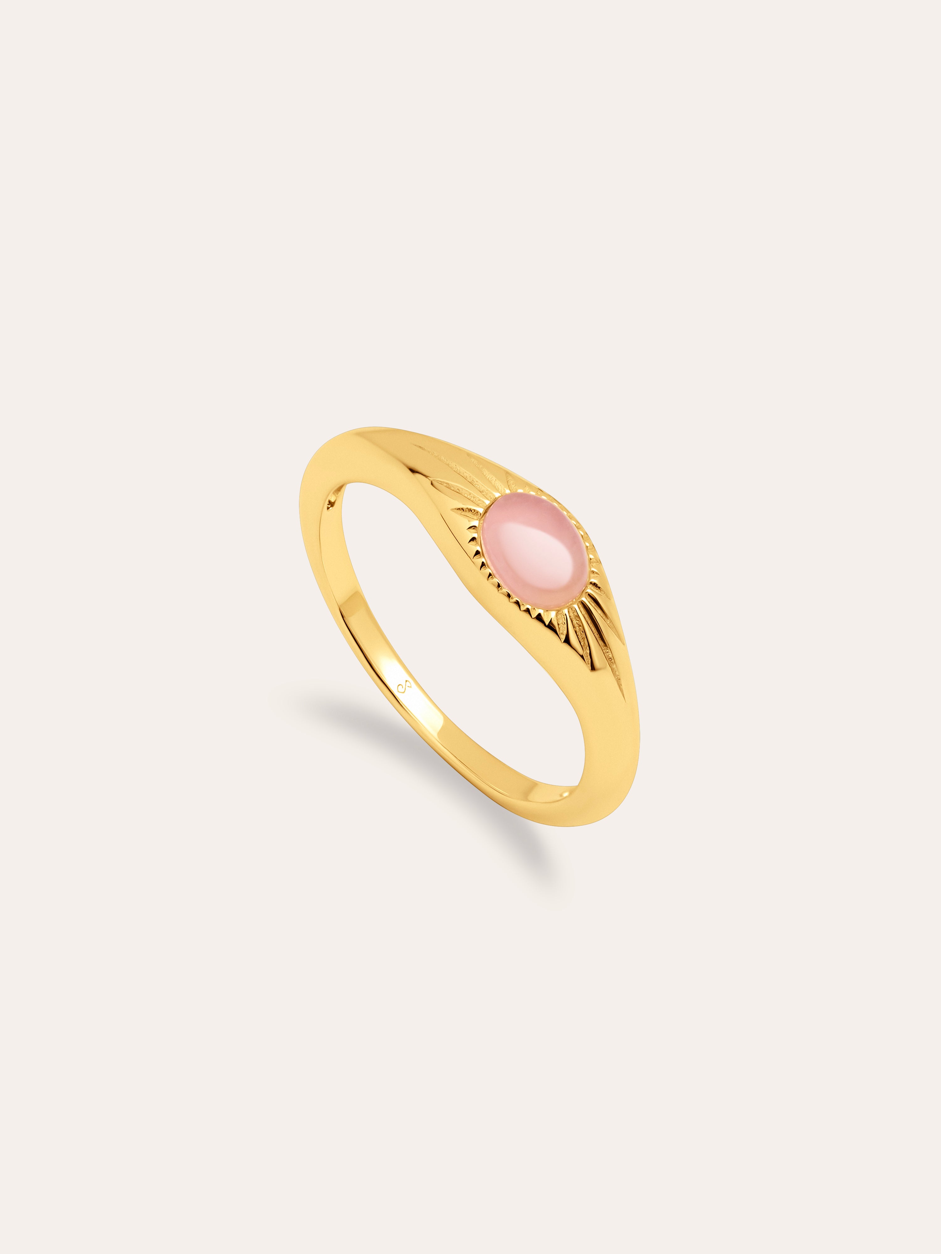 Anillo Olivia Rose Quartz Plata Baño Oro