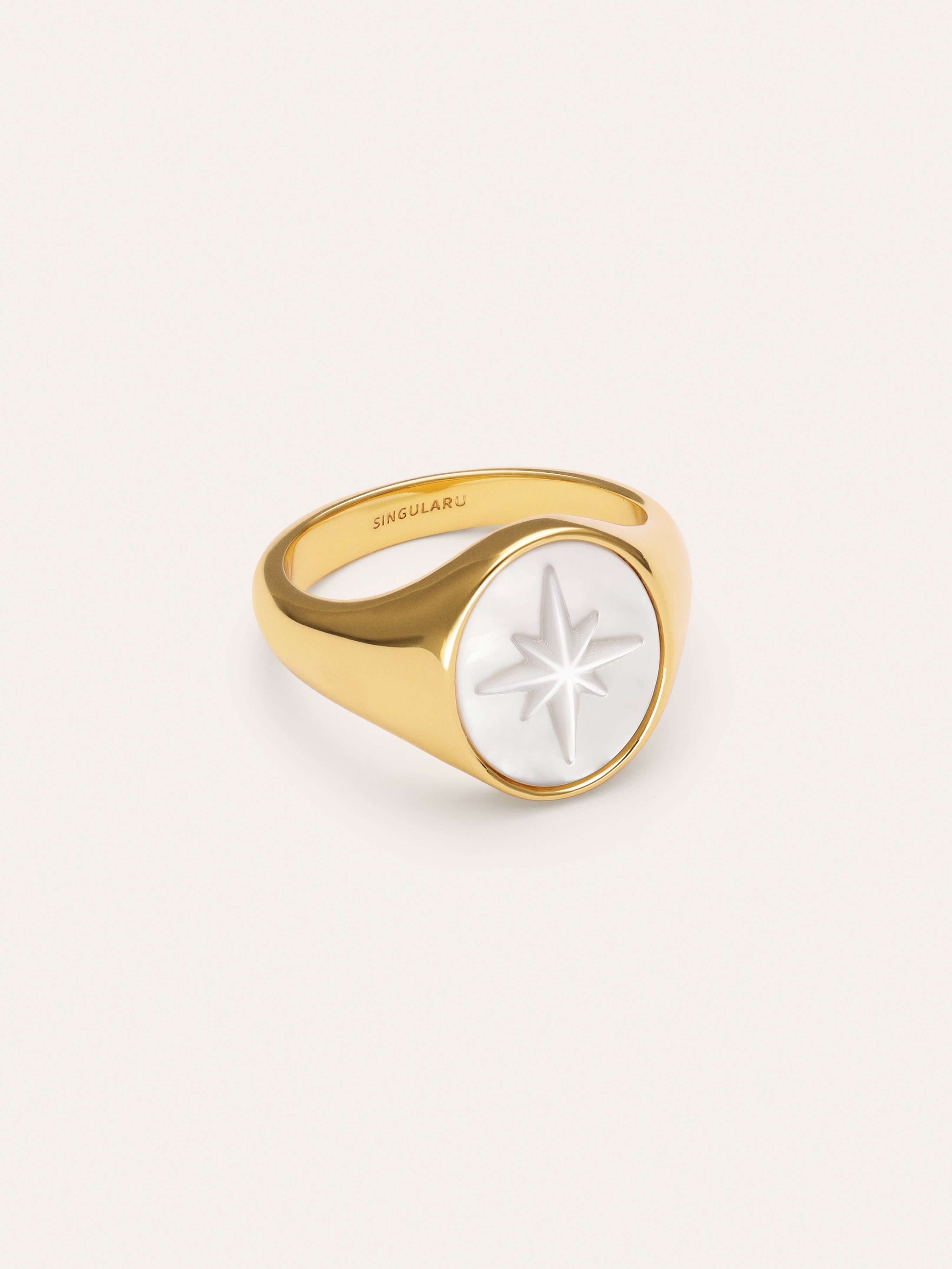 Bague Rose des Vents Nacre Plaqué Or