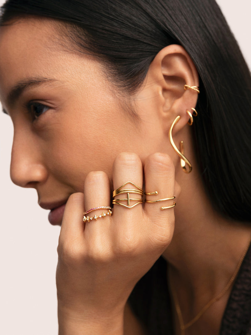 Pack 5 Anillos Nefertiti Acero Baño Oro