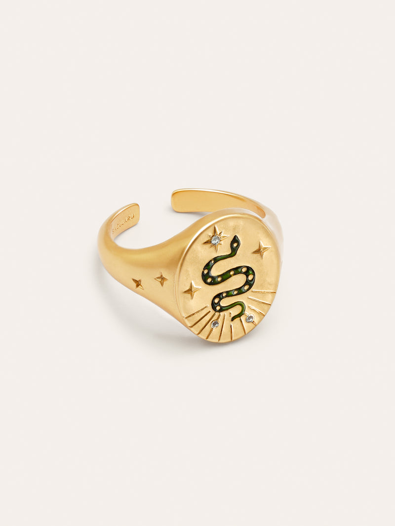Anillo Mystic Serpiente Baño Oro