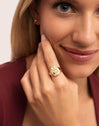 Anillo Sello Rosa Baño Oro
