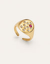 Anillo Sello Rosa Baño Oro