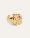 Anillo Sello Rosa Baño Oro