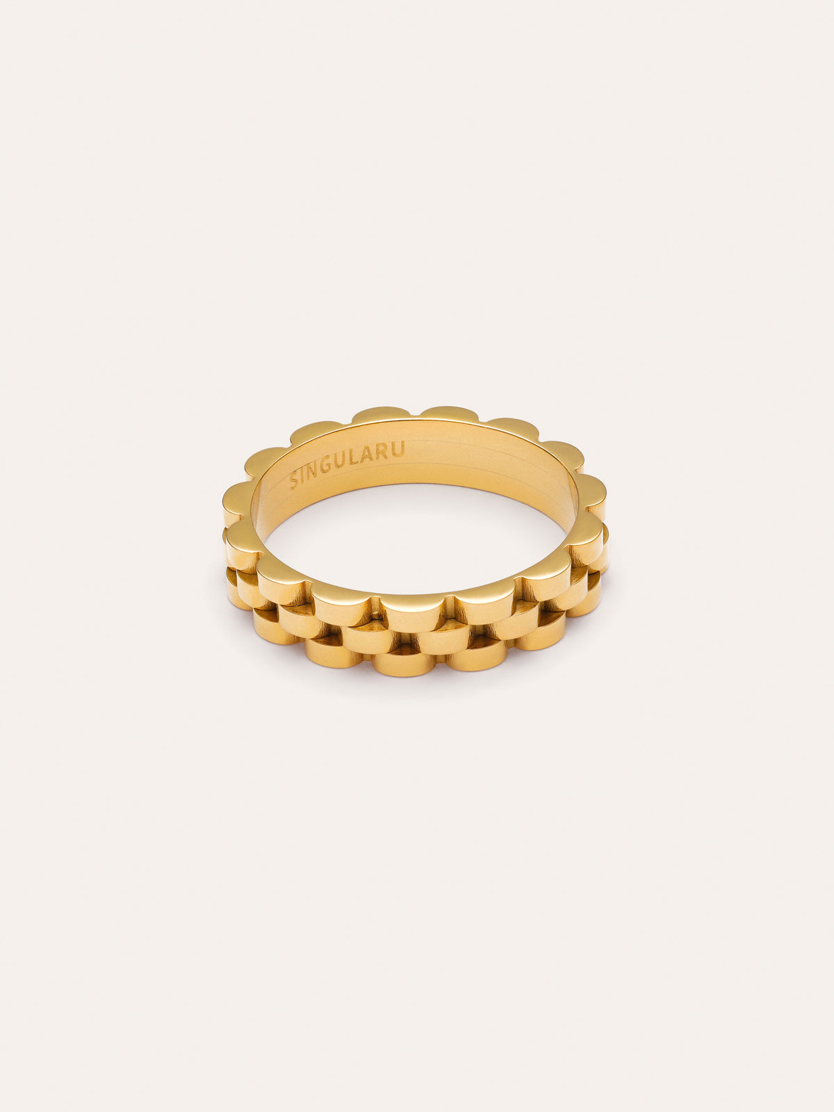 Anillo Sierpe Acero Baño Oro
