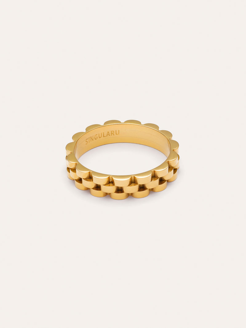 Anillo Sierpe Acero Baño Oro
