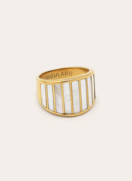 Anillo Siren Shells Acero Baño Oro