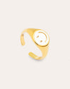 Anillo Smiley White Enamel Baño Oro