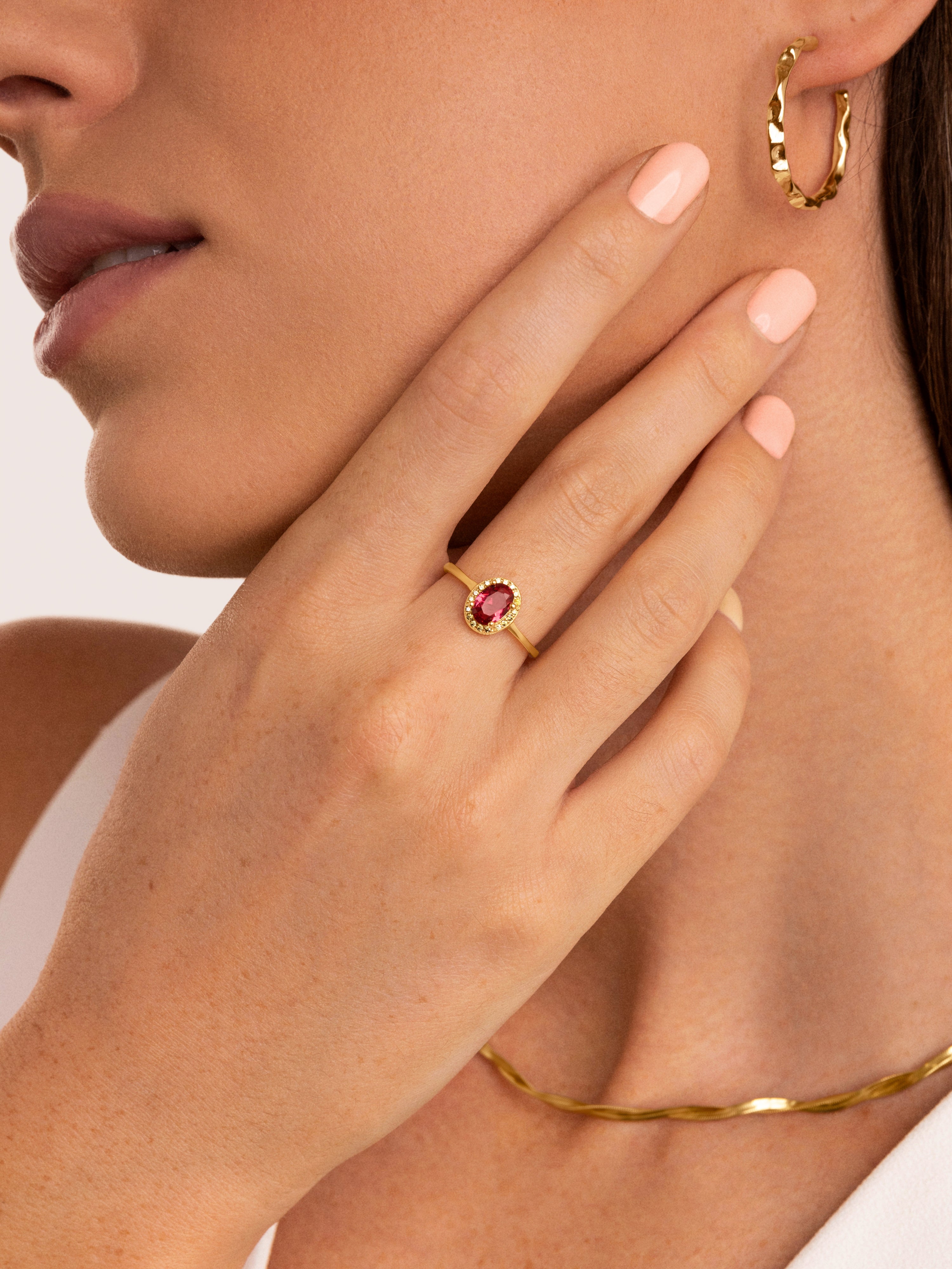 Anel Strawberry Colors Banhado a Ouro
