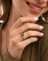 Anillo Trébol Ágata Stone Baño Oro