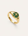 Anillo Trébol Ágata Stone Baño Oro