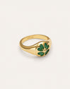 Anillo Trébol Ágata Stone Baño Oro