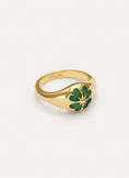 Anillo Trébol Ágata Stone Baño Oro
