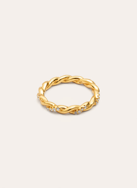 Anillo Tressia Plata Baño Oro