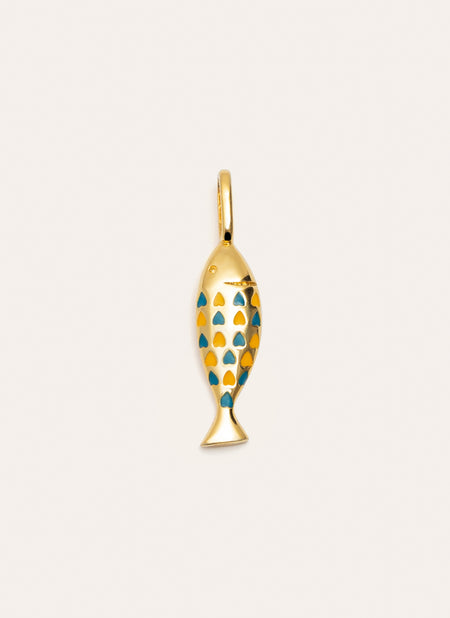 Bluetail Fish Charm, vergoldet