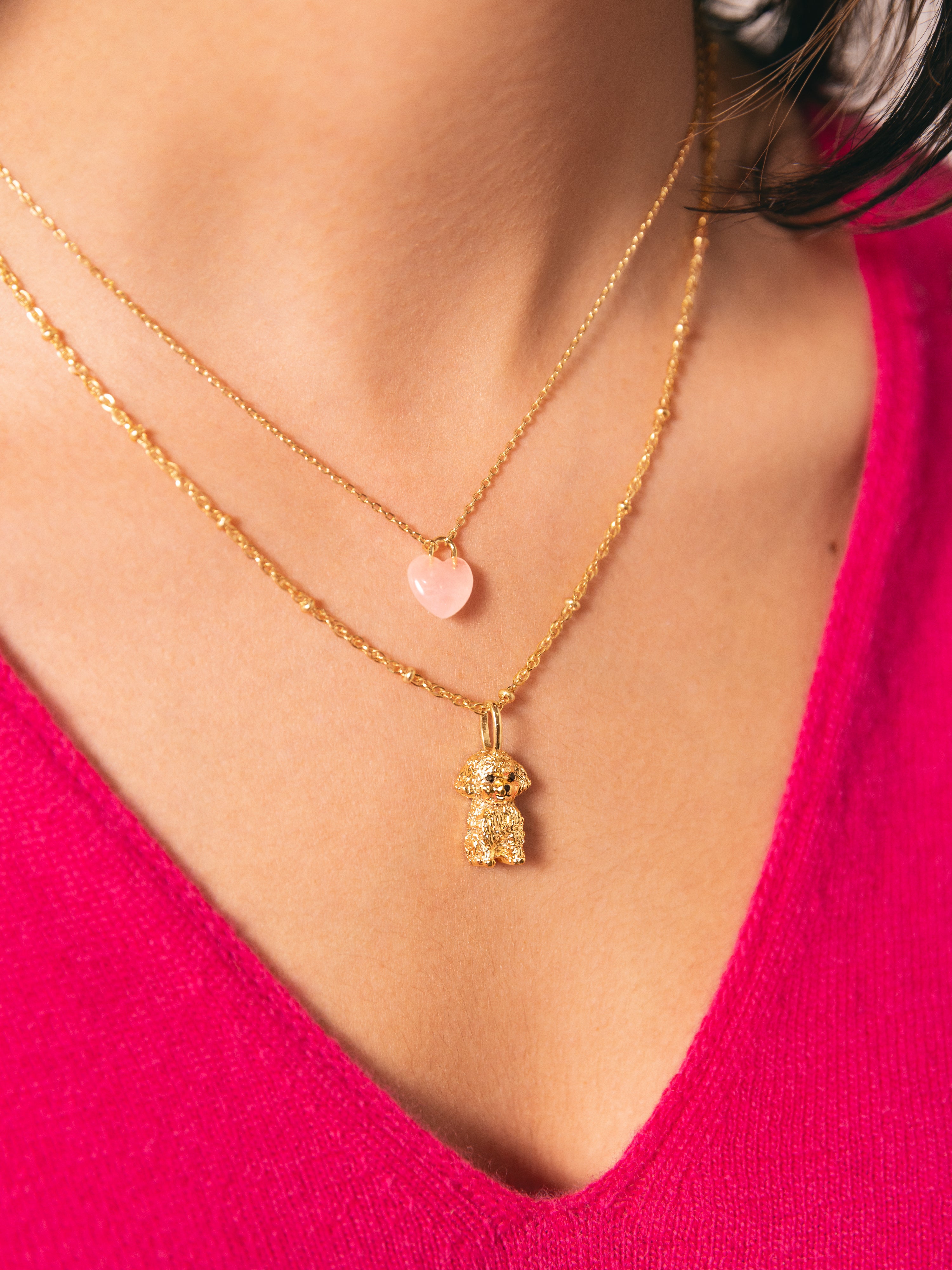 Zwergpudel Charm Edelstahl, vergoldet