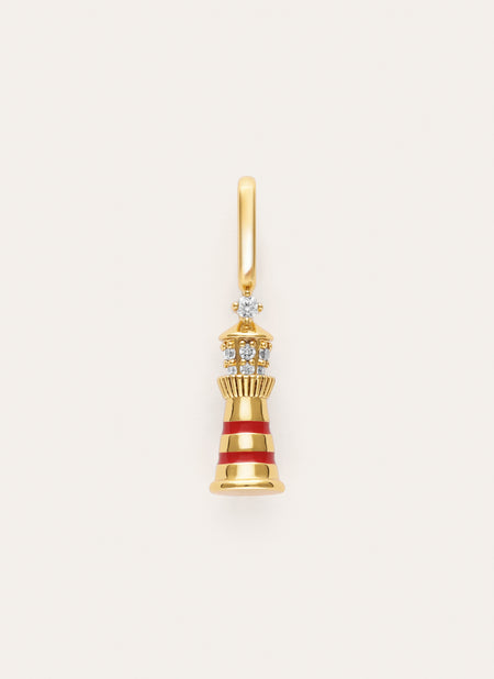 Charm Phare Rouge Plaqué Or