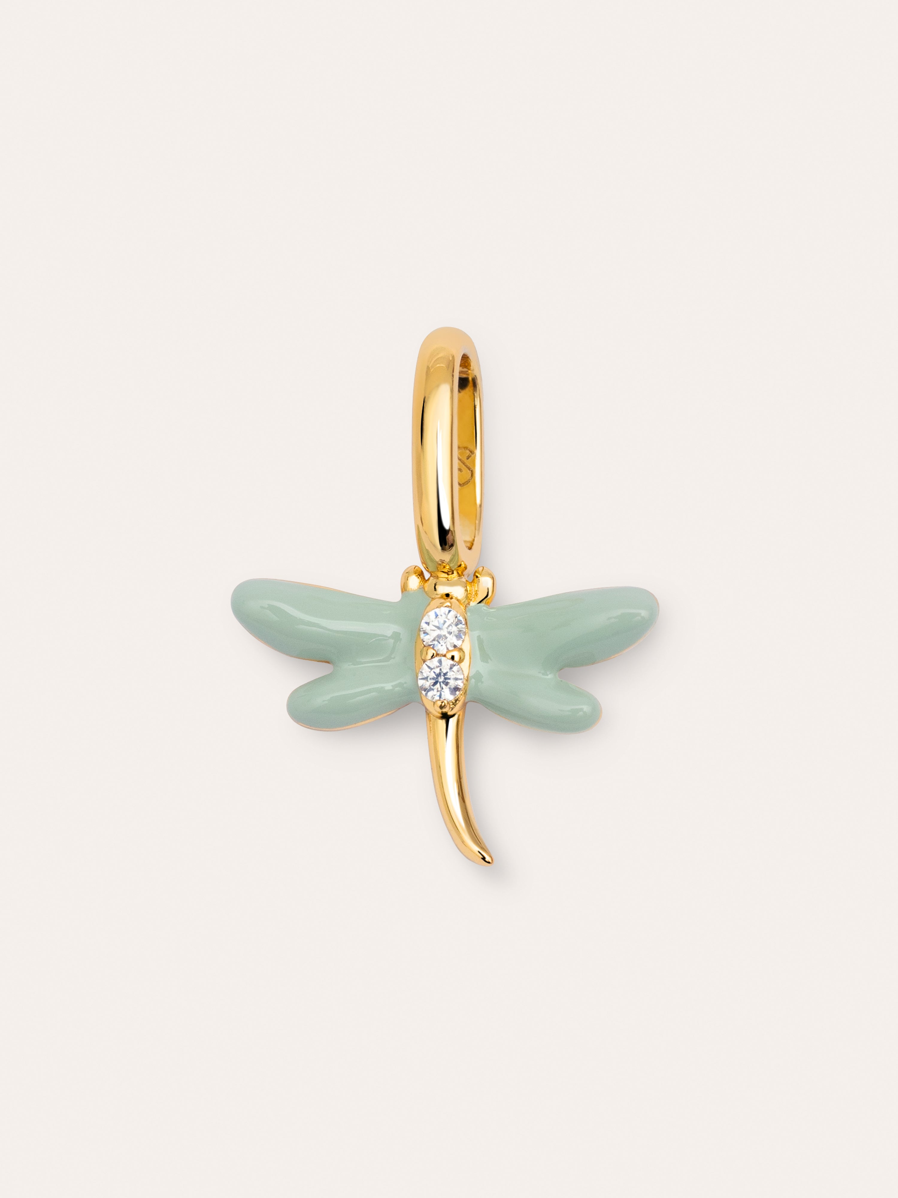 Libellen Charm Silber, vergoldet