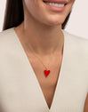 Charm Lovely Heart Red Enamel Baño Oro