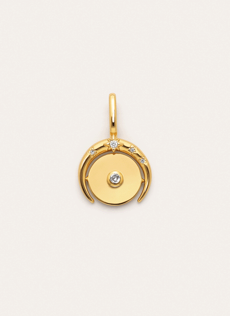 Medallion Moonset Gold Charm