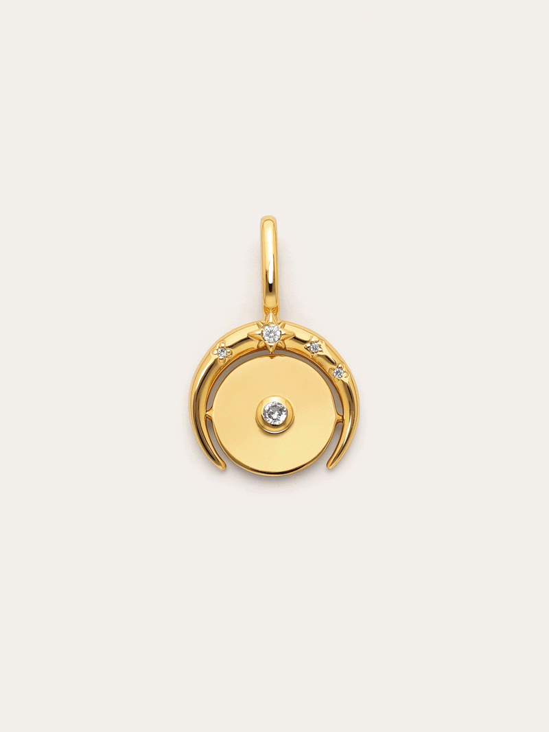 Charm Medallion Moonset Banho de Ouro