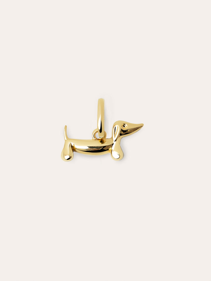 Charm Mini Cão Teckel Enamel Sky Banho de Ouro