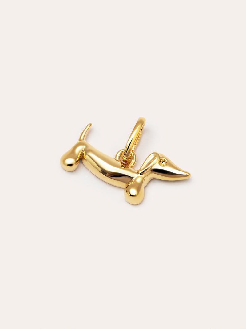 Charm Mini Cão Teckel Enamel Sky Banho de Ouro