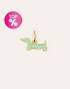 Charm Mini Cão Teckel Enamel Sky Banho de Ouro
