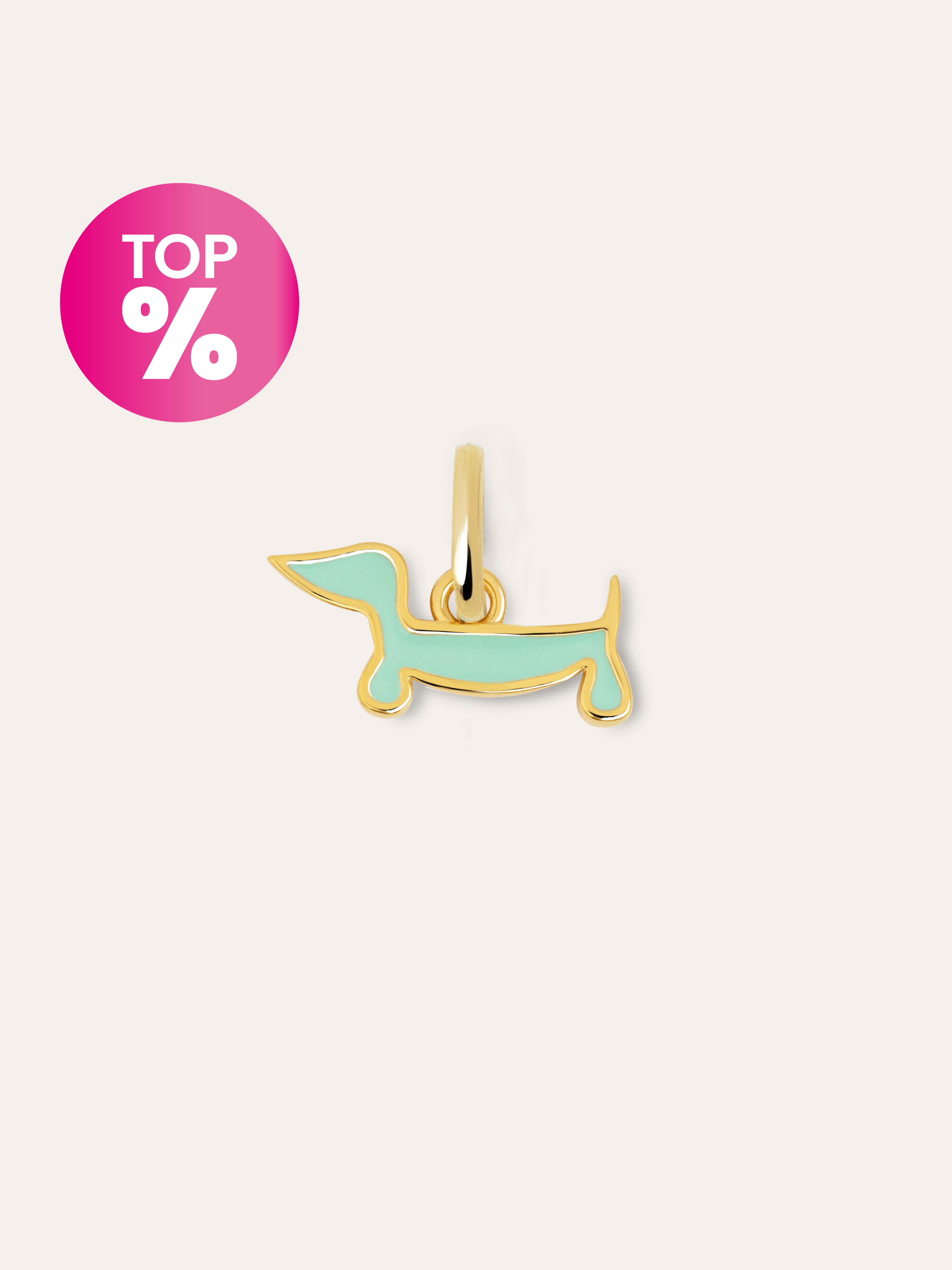 Charm Mini Cão Teckel Enamel Sky Banho de Ouro