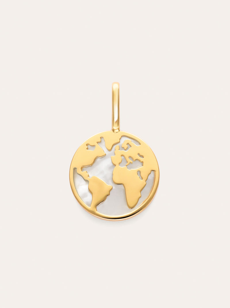 Charm Mundo Nácar Banho de Ouro