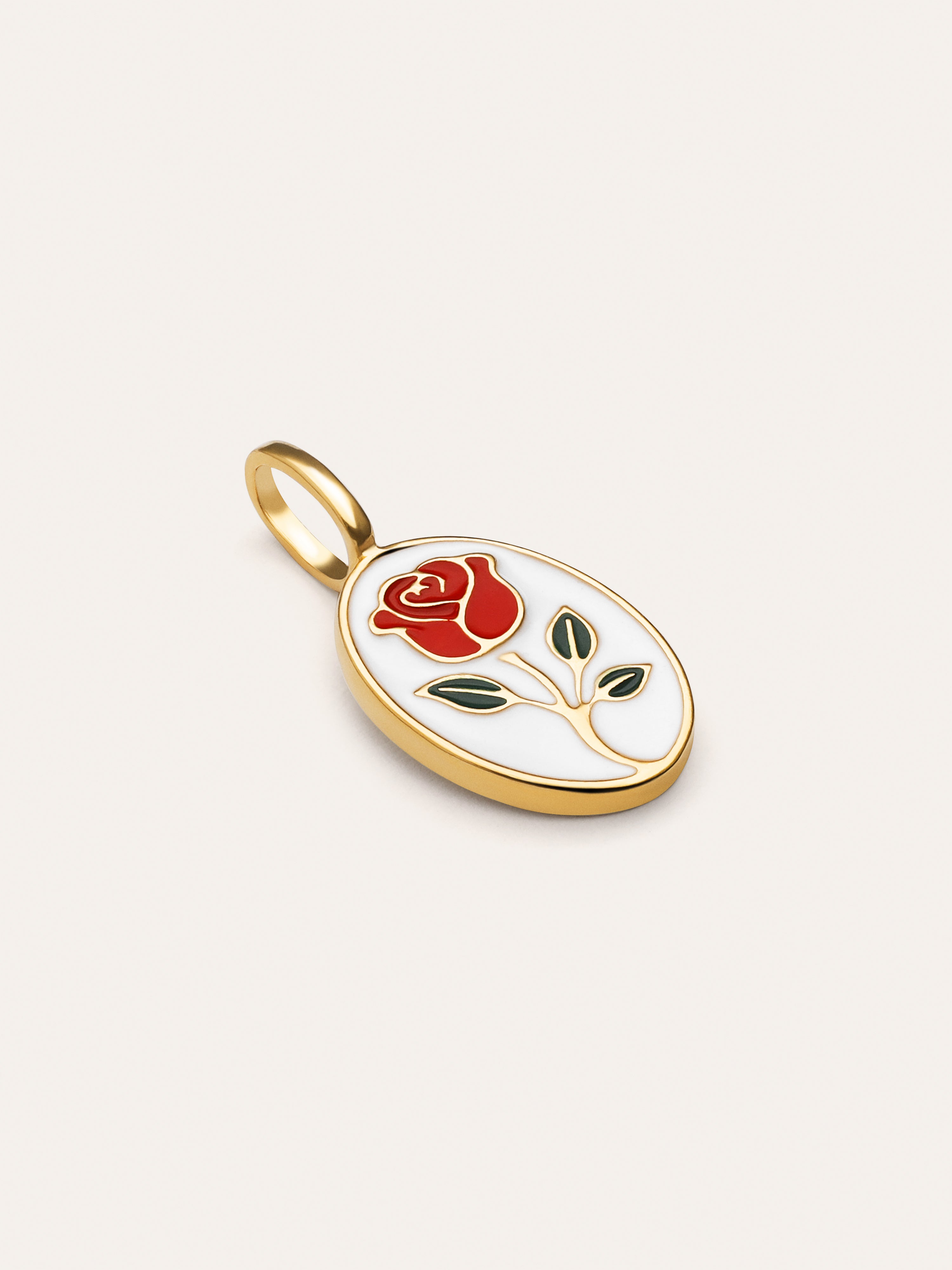 Rose Enamel Charm, vergoldet