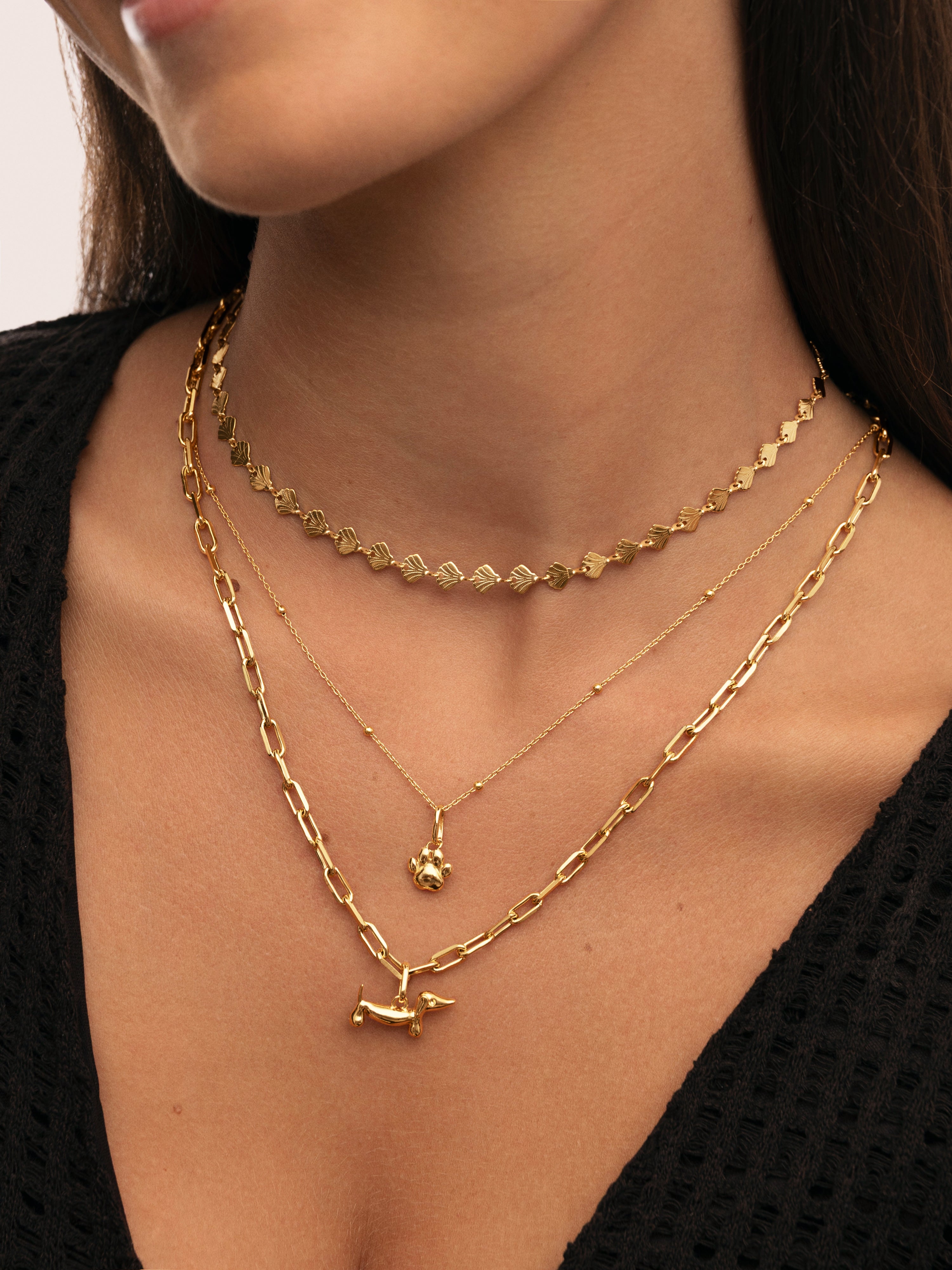 Collar Dots Plata Baño Oro