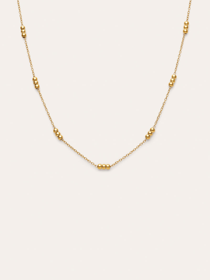 Collar Triple Dots Acero Baño Oro