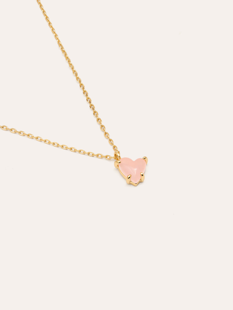 Colar Adorable Heart Pink Banho de Ouro
