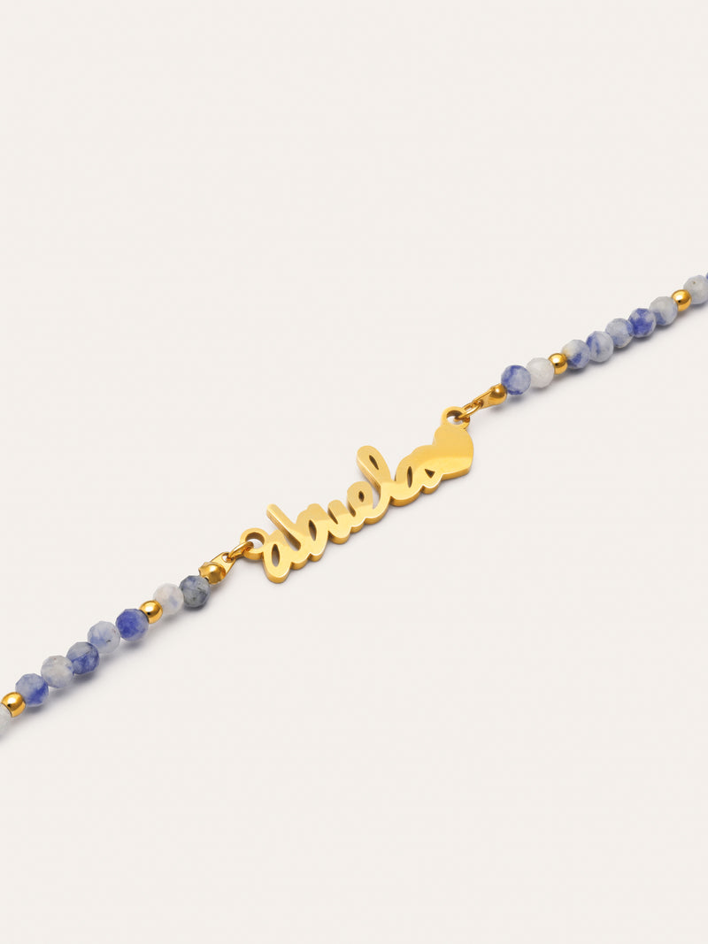 Collar Abuela Heart Cianita Acero Baño Oro